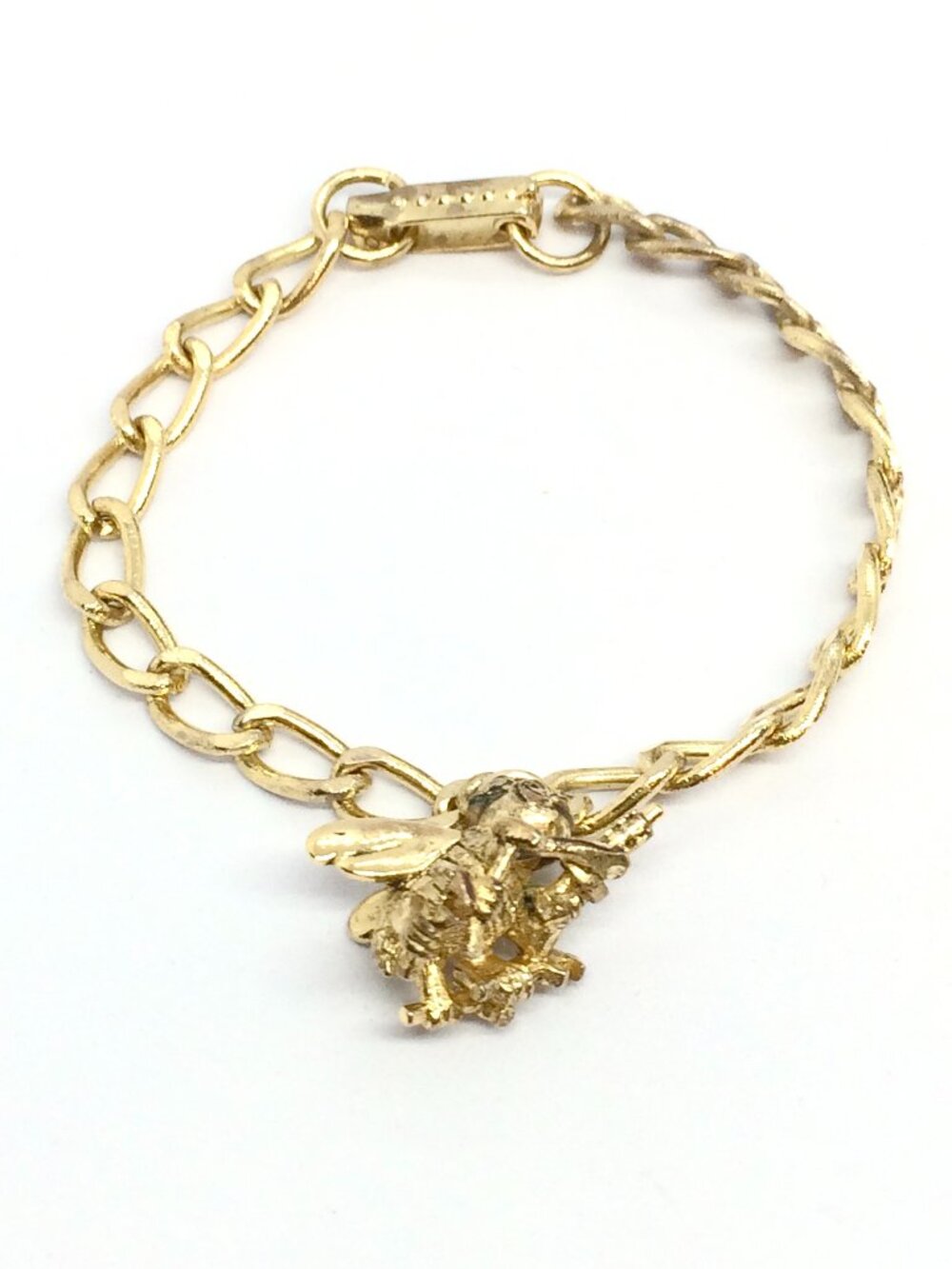 VINTAGE SEABEES STERLING CHARM Bracelet Gold Tone Navy CB Military